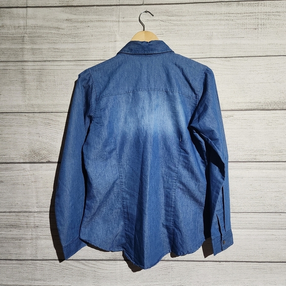 Embroidered Denim Jacket with Floral Design, Size L - Picture 7 of 9